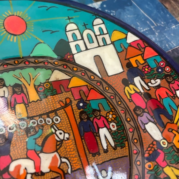 Mexican Painted Plate 10” Plate Dish  Art Hanging Wall Art - Picture 9 of 16